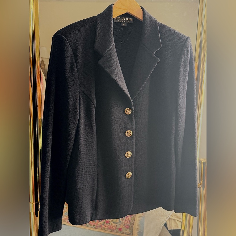 St. John Black Blazer Tailored Jacket